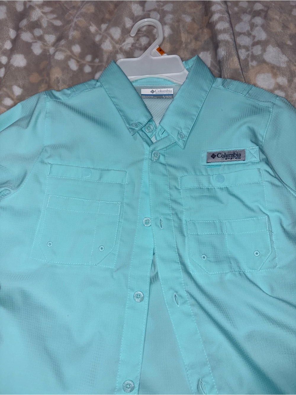 Columbia Kids Aqua Button-Down Short Sleeve Shirt